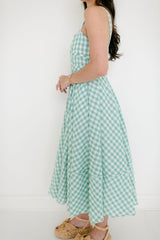 Aureum Green Gingham Midi Dress