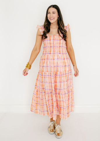 orange plaid dress Pink/Orange Sleeveless Keyhole Detail Midi Medium / Pink/Orange / 100% Cotton this mini dress features a V Vero Moda - Smilla Cowl