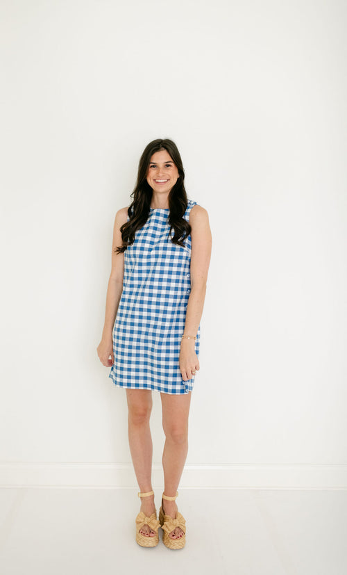 Aureum Blue Gingham Mini Dress
