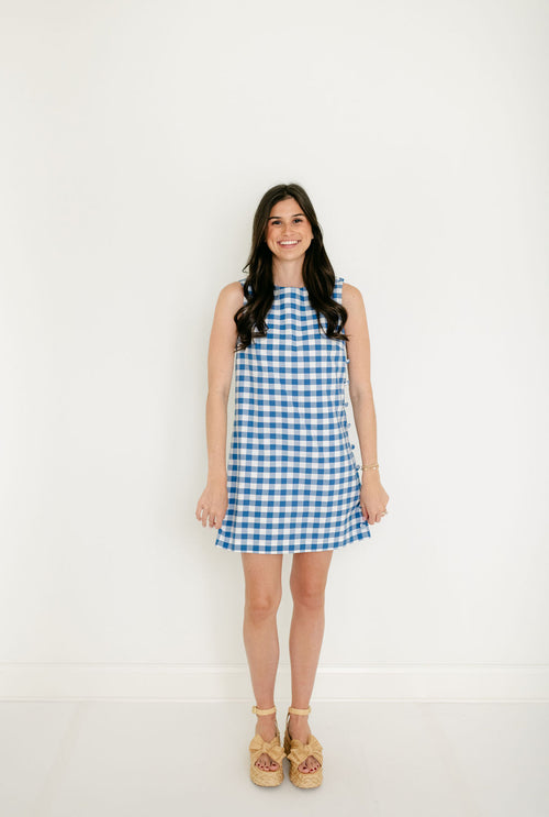 Aureum Blue Gingham Mini Dress