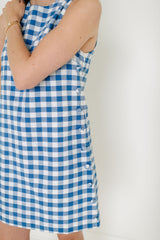 Aureum Blue Gingham Mini Dress