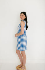 Aureum Blue Gingham Mini Dress