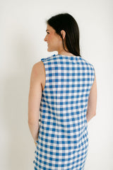 Aureum Blue Gingham Mini Dress
