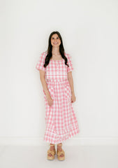 Aureum Pink Gingham Ric Rac Top