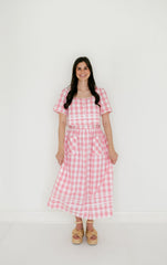 Aureum Pink Gingham Midi Skirt