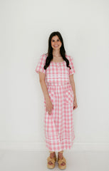 Aureum Pink Gingham Midi Skirt