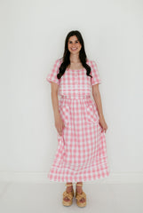 Aureum Pink Gingham Midi Skirt