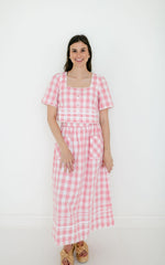 Aureum Pink Gingham Midi Skirt