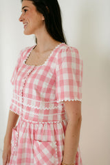 Aureum Pink Gingham Ric Rac Top