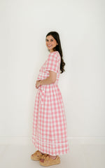 Aureum Pink Gingham Midi Skirt