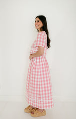 Aureum Pink Gingham Midi Skirt
