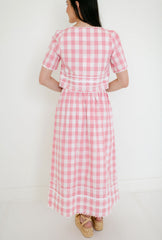 Aureum Pink Gingham Midi Skirt