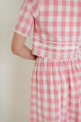 Aureum Pink Gingham Ric Rac Top