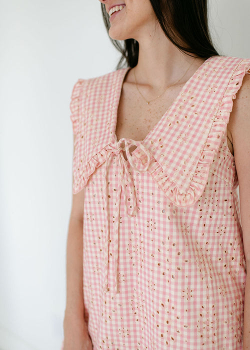 Aureum Pink Gingham Collar Dress