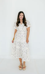 Aureum Pintuck Floral Midi Dress