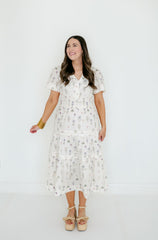 Aureum Pintuck Floral Midi Dress