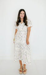 Aureum Pintuck Floral Midi Dress