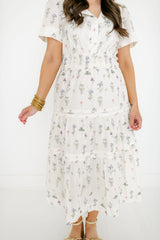 Aureum Pintuck Floral Midi Dress