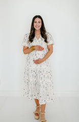 Aureum Pintuck Floral Midi Dress