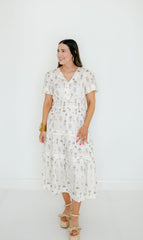 Aureum Pintuck Floral Midi Dress