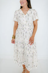 Aureum Pintuck Floral Midi Dress