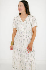 Aureum Pintuck Floral Midi Dress