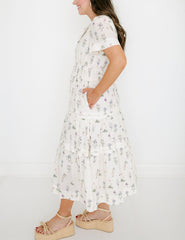 Aureum Pintuck Floral Midi Dress
