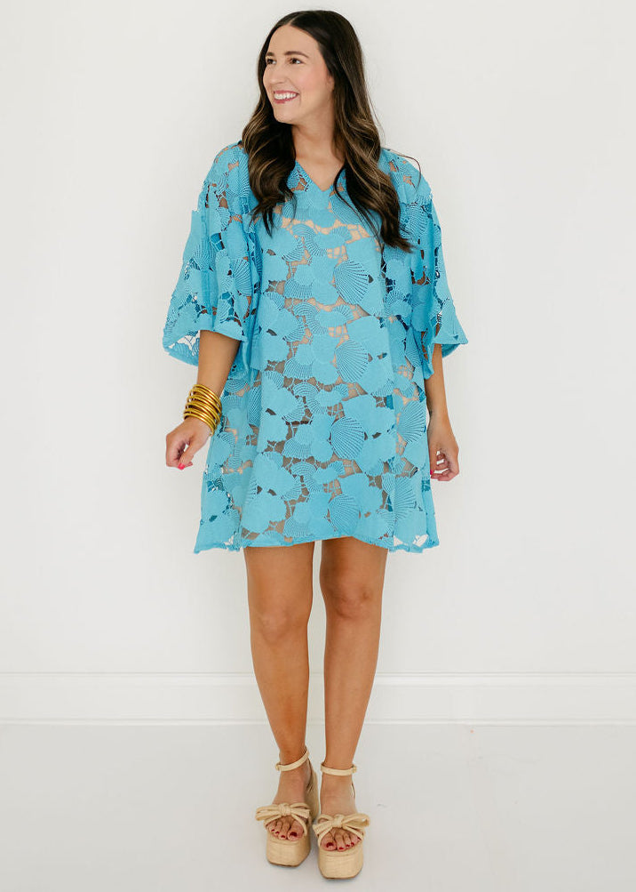 Tela Luxury Mercantile Shellygence Blue Shift Dress Tela Luxury Mercantile Shellygence Blue Shift Dress