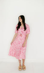 Meet Me in Santorini Hibiscus Palm Shirt Dress