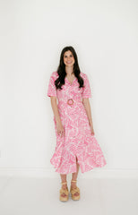 Meet Me in Santorini Hibiscus Palm Shirt Dress