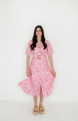 Meet Me in Santorini Hibiscus Palm Shirt Dress