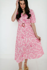 Meet Me in Santorini Hibiscus Palm Shirt Dress