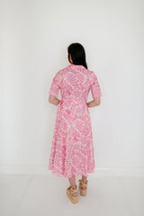 Meet Me in Santorini Hibiscus Palm Shirt Dress