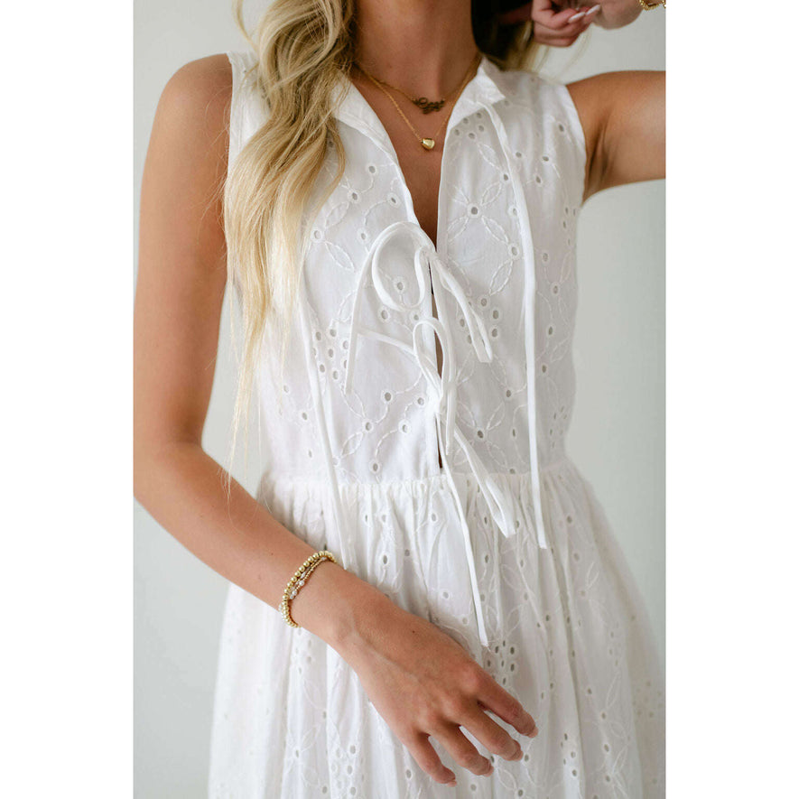 Aureum White Eyelet Tie Dress
