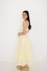 Entro Yellow Eyelet Halter Midi Dress