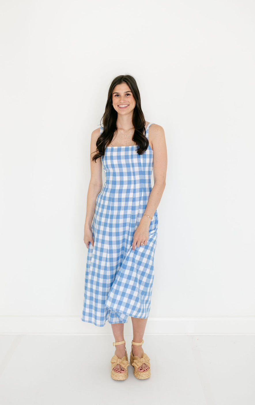 Cleobella Ardena Ankle Dress in Blue,White