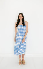 Cleobella Ardena Ankle Dress in Blue Bonnet Gingham