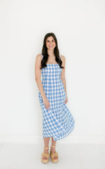 Cleobella Ardena Ankle Dress in Blue Bonnet Gingham