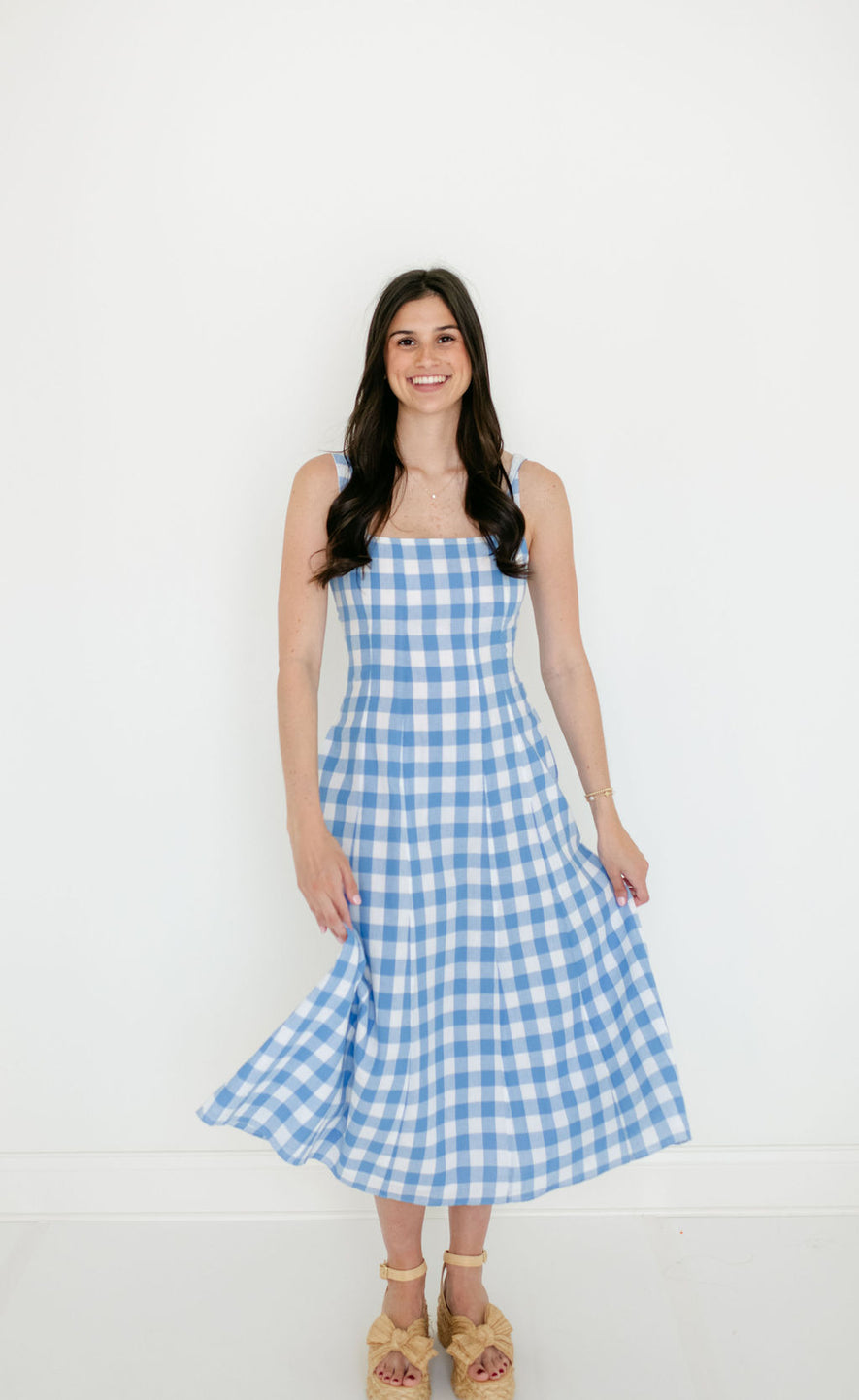Cleobella Ardena Ankle Dress in Blue Bonnet Gingham – 8.28 Boutique