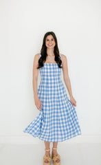 Cleobella Ardena Ankle Dress in Blue Bonnet Gingham