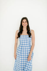 Cleobella Ardena Ankle Dress in Blue Bonnet Gingham