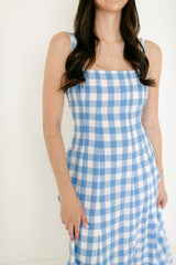Cleobella Ardena Ankle Dress in Blue Bonnet Gingham