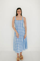Cleobella Ardena Ankle Dress in Blue Bonnet Gingham