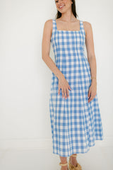 Cleobella Ardena Ankle Dress in Blue Bonnet Gingham