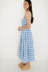 Cleobella Ardena Ankle Dress in Blue Bonnet Gingham