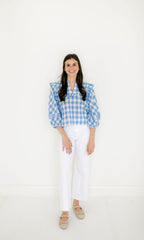 Cleobella Ginny Blouse in Blue Bonnet Gingham