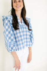Cleobella Ginny Blouse in Blue Bonnet Gingham