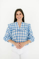 Cleobella Ginny Blouse in Blue Bonnet Gingham