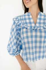 Cleobella Ginny Blouse in Blue Bonnet Gingham