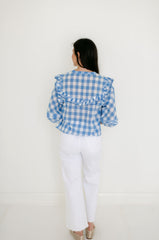 Cleobella Ginny Blouse in Blue Bonnet Gingham